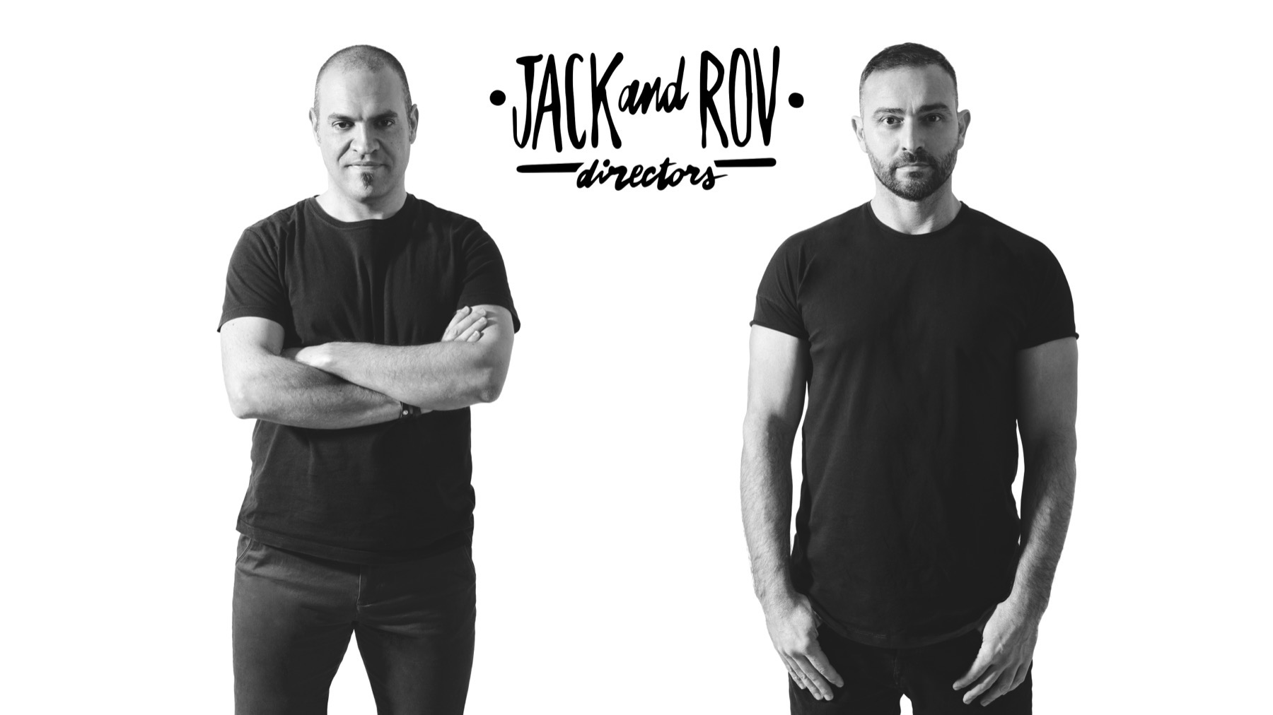 Giacomo Cagnetti e Rovero Impiglia, in bianco e nero, con il logo Jack and Rov